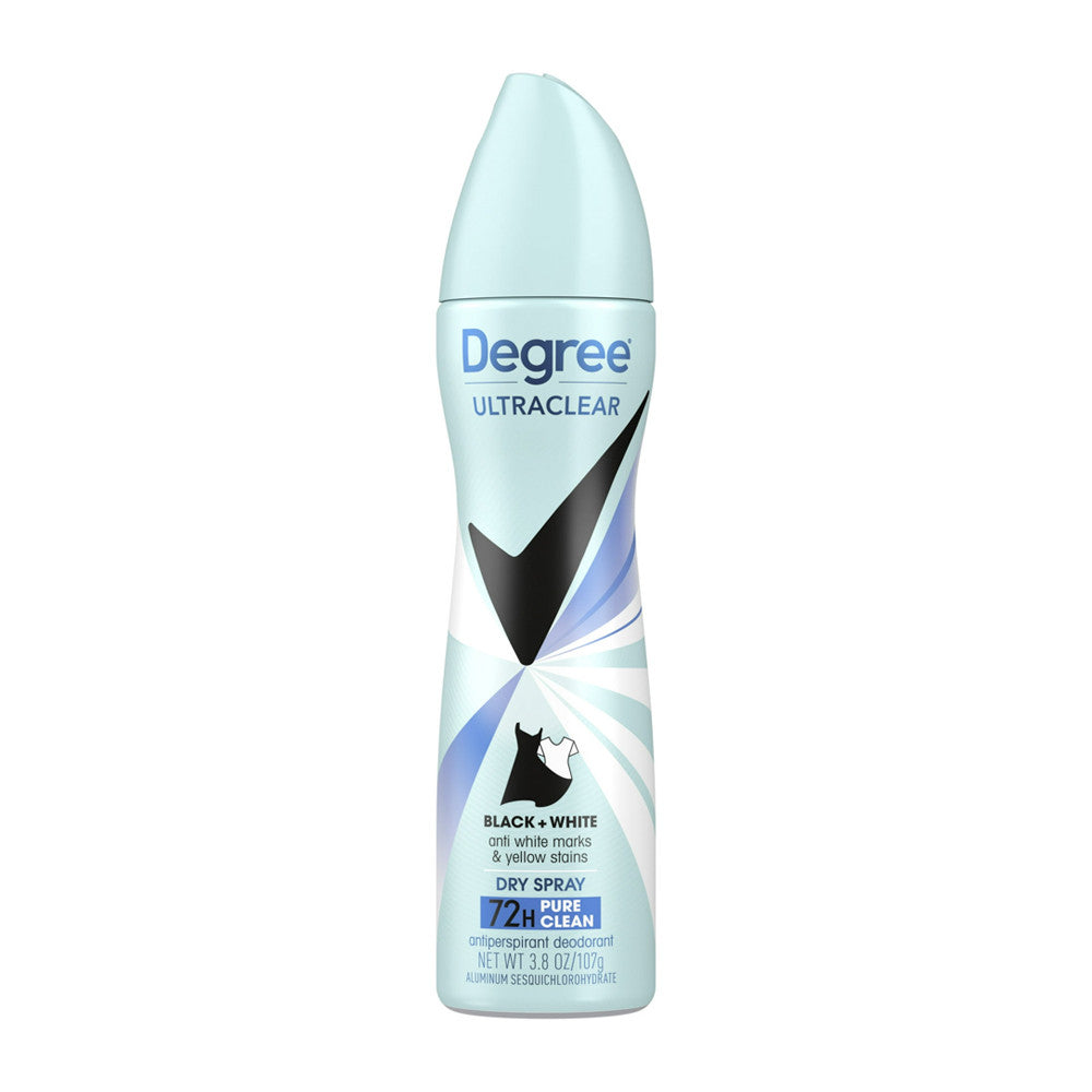 Degree Women Ultra Clear Dry Spray Black Plus White Pure Clean Antiperspirant Deodorant, 3.8 Oz